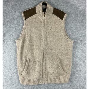 Daniel Cremieux Merino Wool Alpaca Sweater Vest Mens XL Beige Full Zip Knit